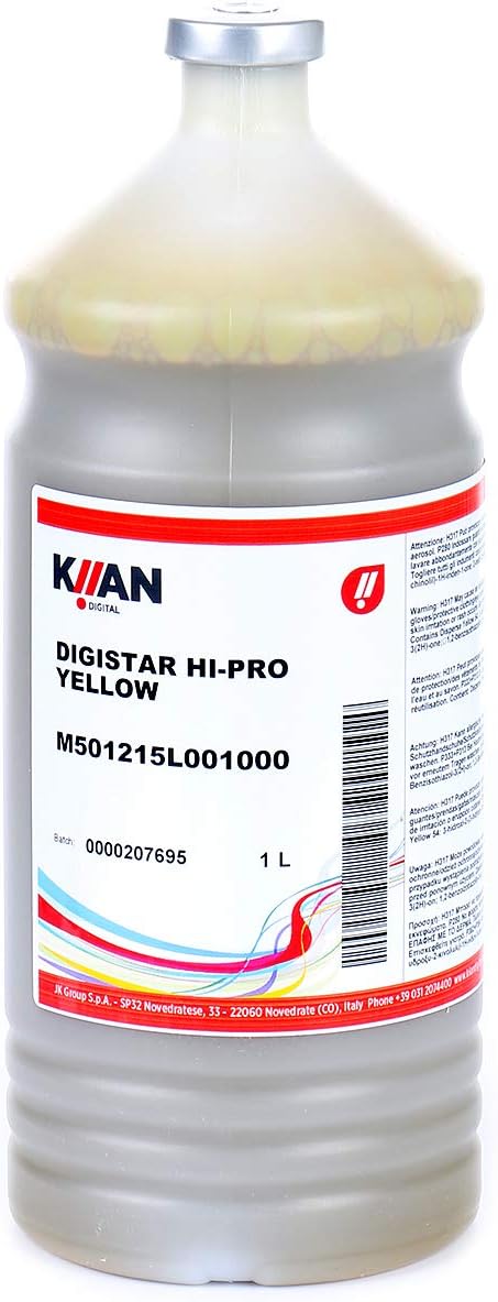 1 x 1000ml (Yellow) Kiian Digistar HI-PRO Sublimation Ink Refills for Inkjet Printers with Epson DX4 DX5 DX7 piezo printheads