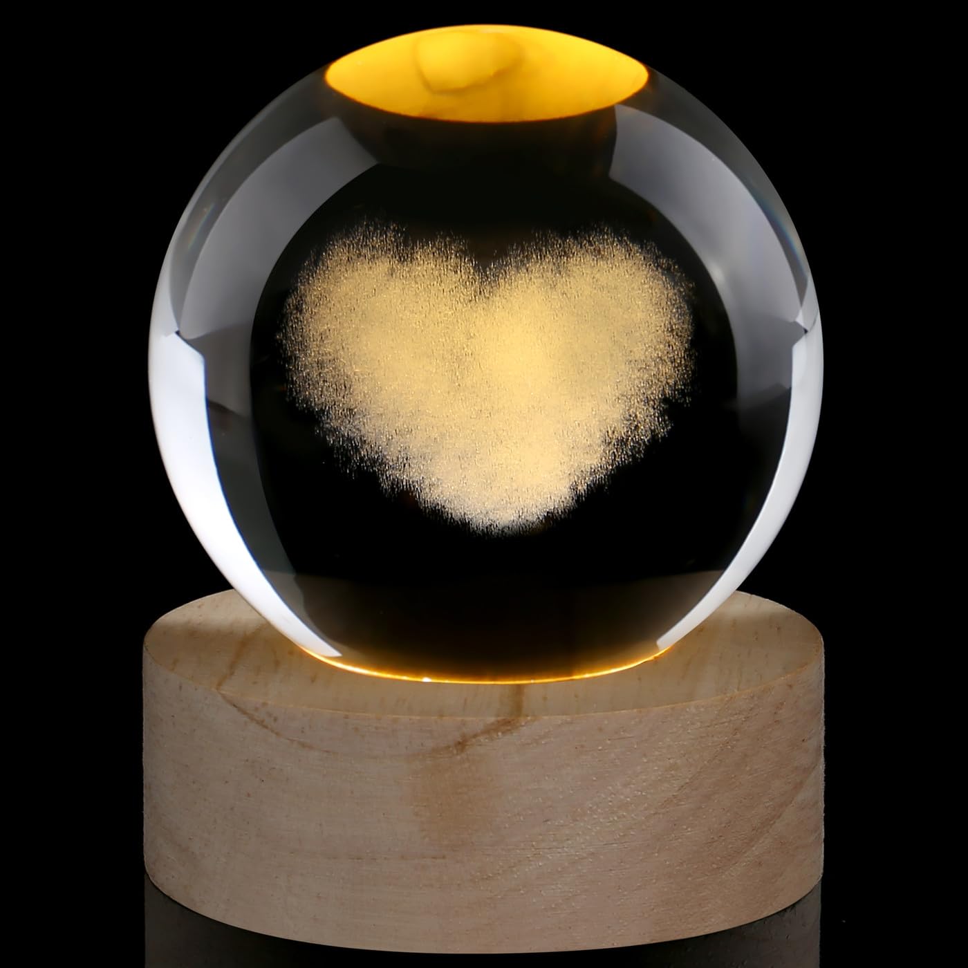 AWARDSEN 60 mm Kristallkugel Herz, Briefbeschwerer Glaskugel Deko, Crystal Ball Herzensmensch Geschenk für Partner, Jahrestag Geschenk für Sie