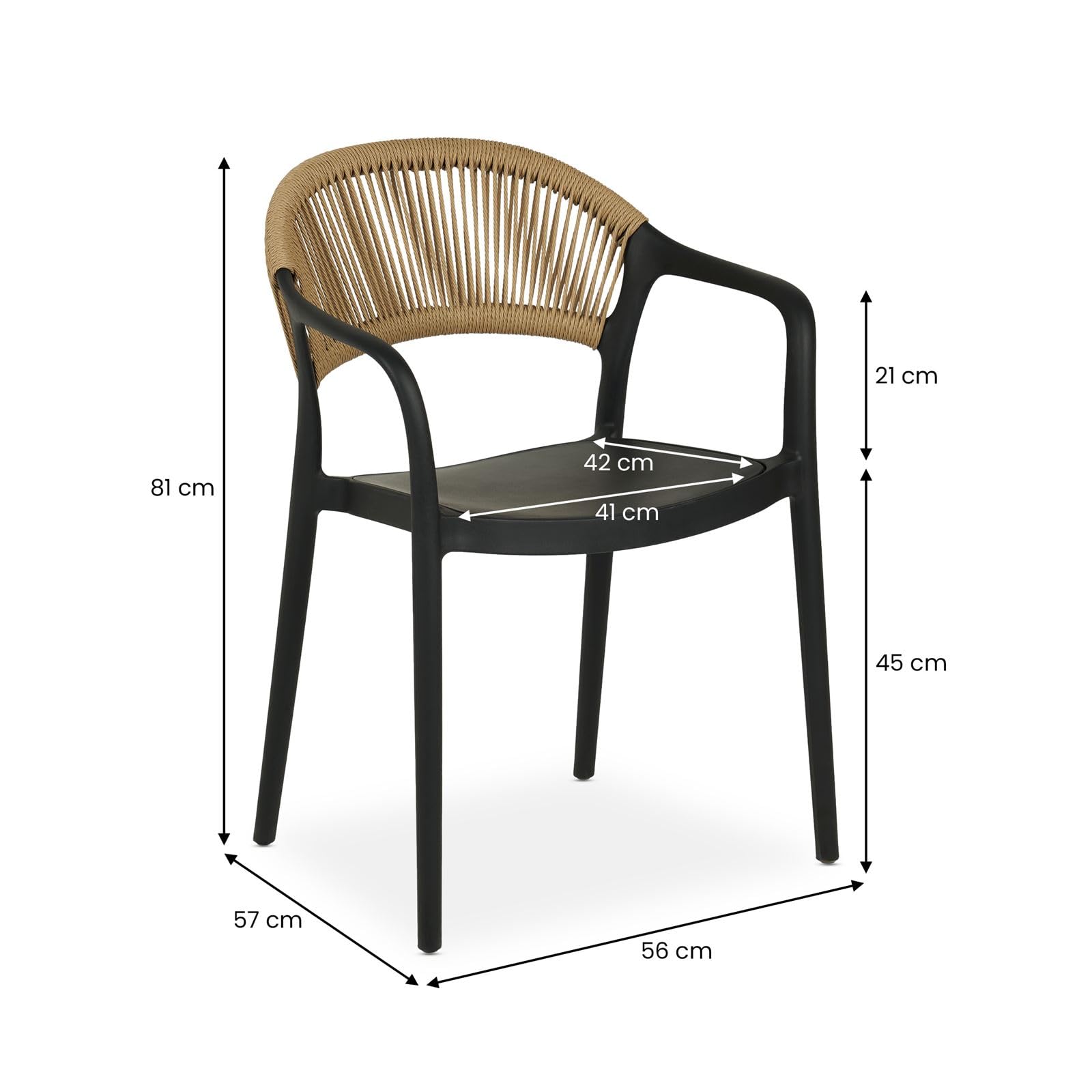IDIMEX Gartenmöbel Set Narciso mit Tisch und 6 Stühlen, schwarz - Moderne Outdoor Sitzgruppe für 6 Personen, wetterfest & UV-beständig für Terrasse und Garten