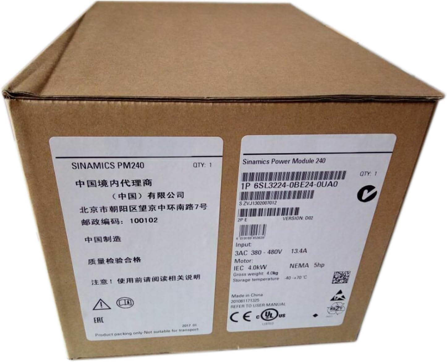 1pcs 6SL3224-0BE24-0UA0 New and Sealed in Box 6SL32240BE240UA0 1 Year Warranty and Fast