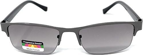 Miniatura 4 de Rectángulo de metal progresivo sin línea Gafas de lectura Tri-Focal Gafas de sol lectores