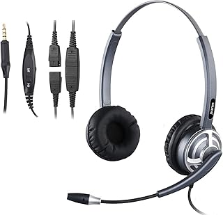 Wanjiada 3.5mm PC Headset with Microphone Noise Cancelling, Call Center Phone and Headset with Volume and Mic Mute, Conference Wired Headset for Computer Laptop Cellphone