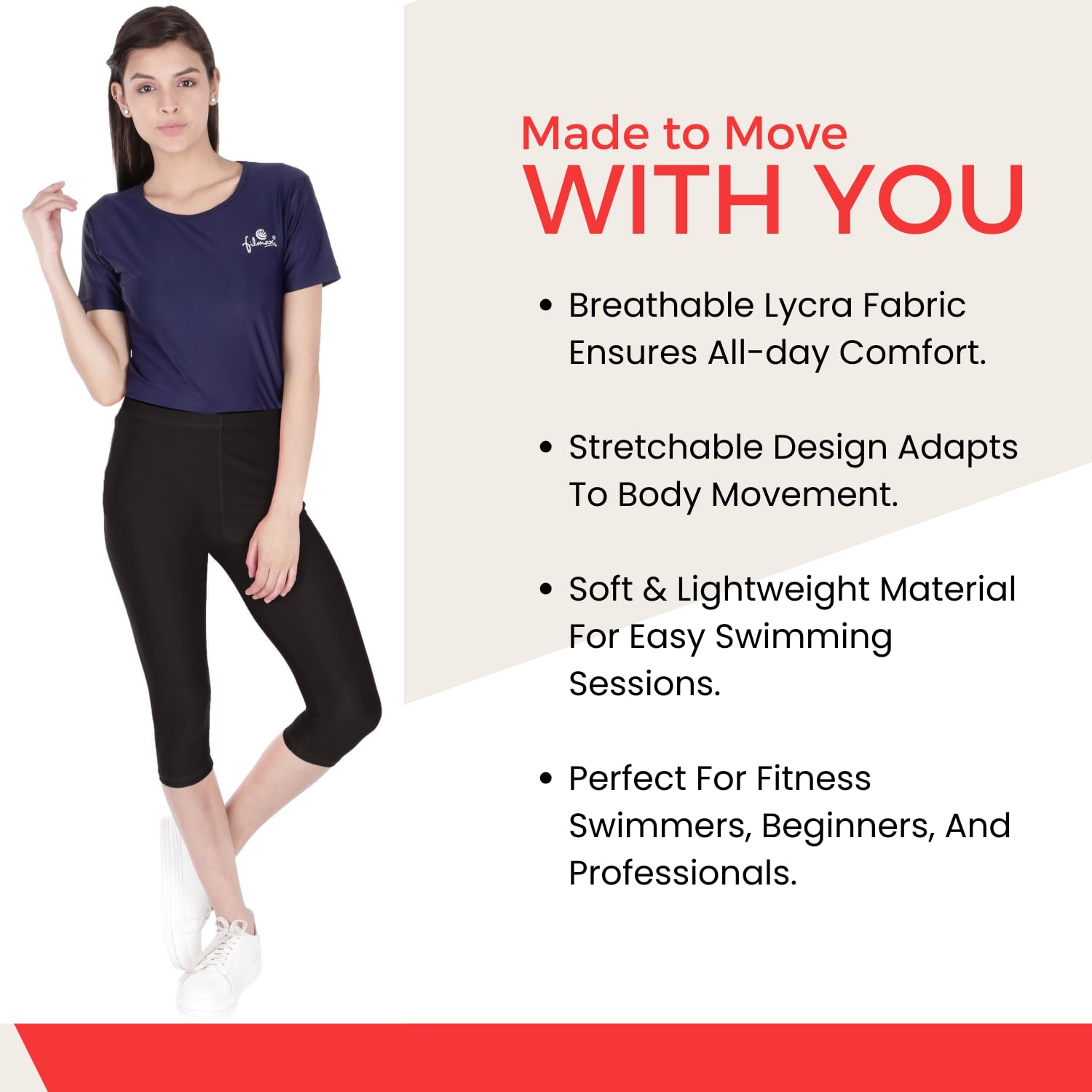 FILMAX® Originals Without Pads Two-Piece Swimming Costume Lycra T-Shirt & Tights Set for Women Wear (4682x4686-Navy Blue & Black_7XL) 2