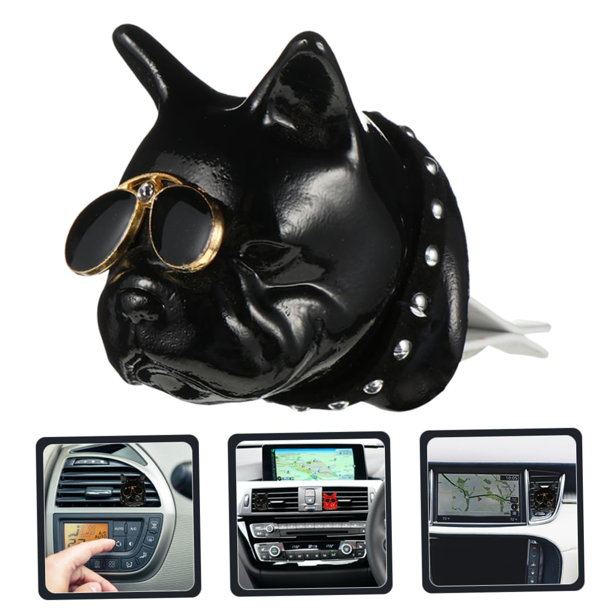 SOLUSTRE 3stücke Clip Für Lustiger Bulldoggenkopf Für Lüftung Auto-dekoration Und Duftspender Für Innenräume Mit Brille Langlebig Und