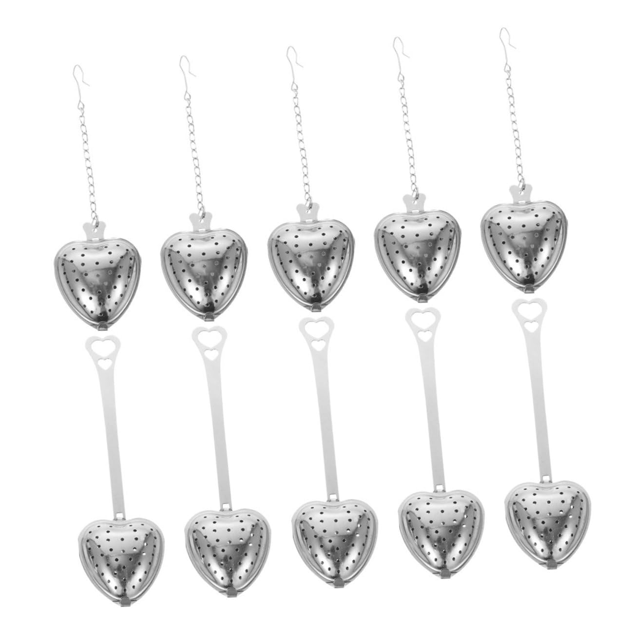 PRETYZOOM 40 Pièces Infuseur de thé pour à feuilles lâches filtre à thé en forme de coeur Passoire avec poignée Acier inoxydable