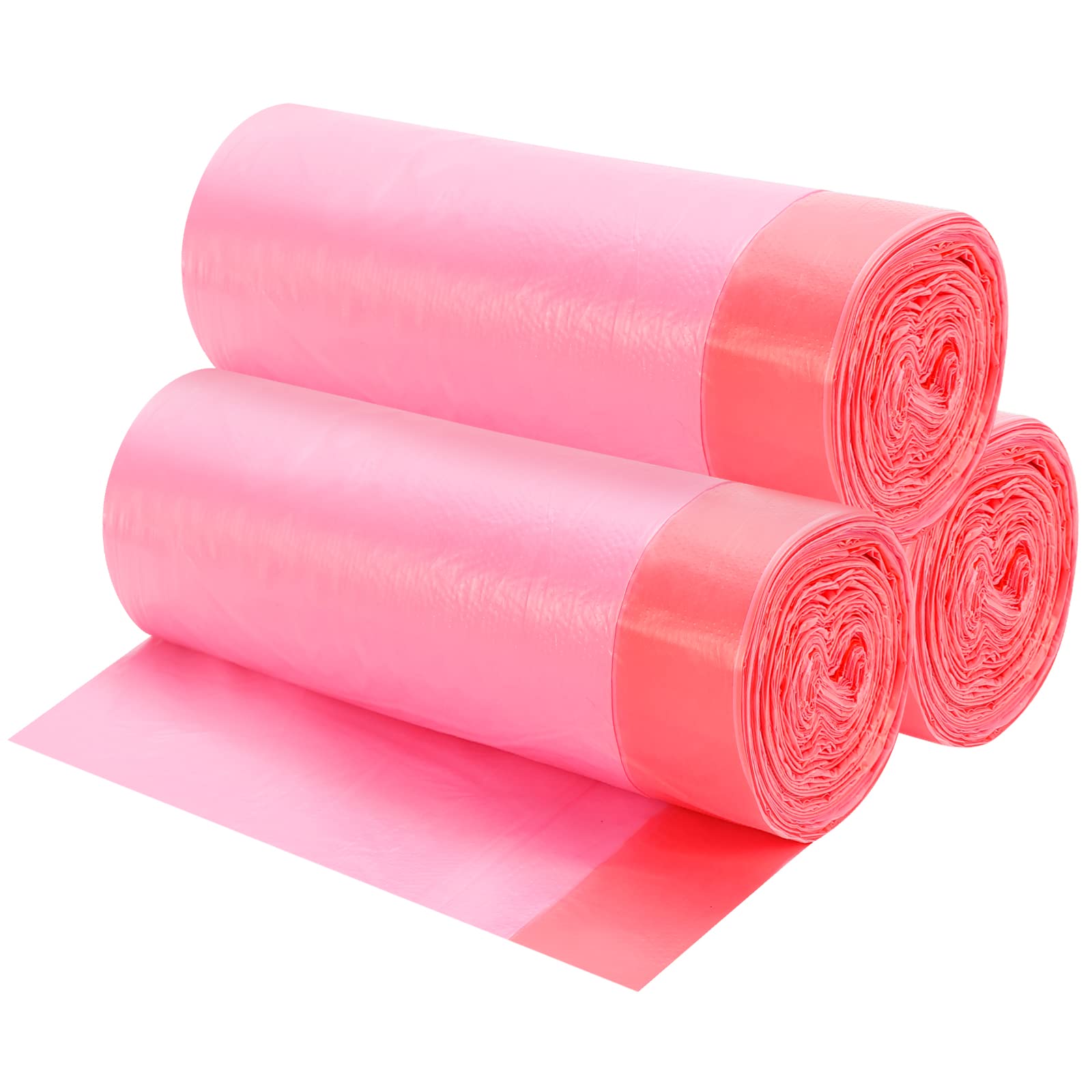 4 Gallon Drawstring Garbage Bags, Drawstring Trash Bags, Trash Bags for Office,Bathroom, Kitchen,Bedroom,3rolls/60 Counts(Pink)