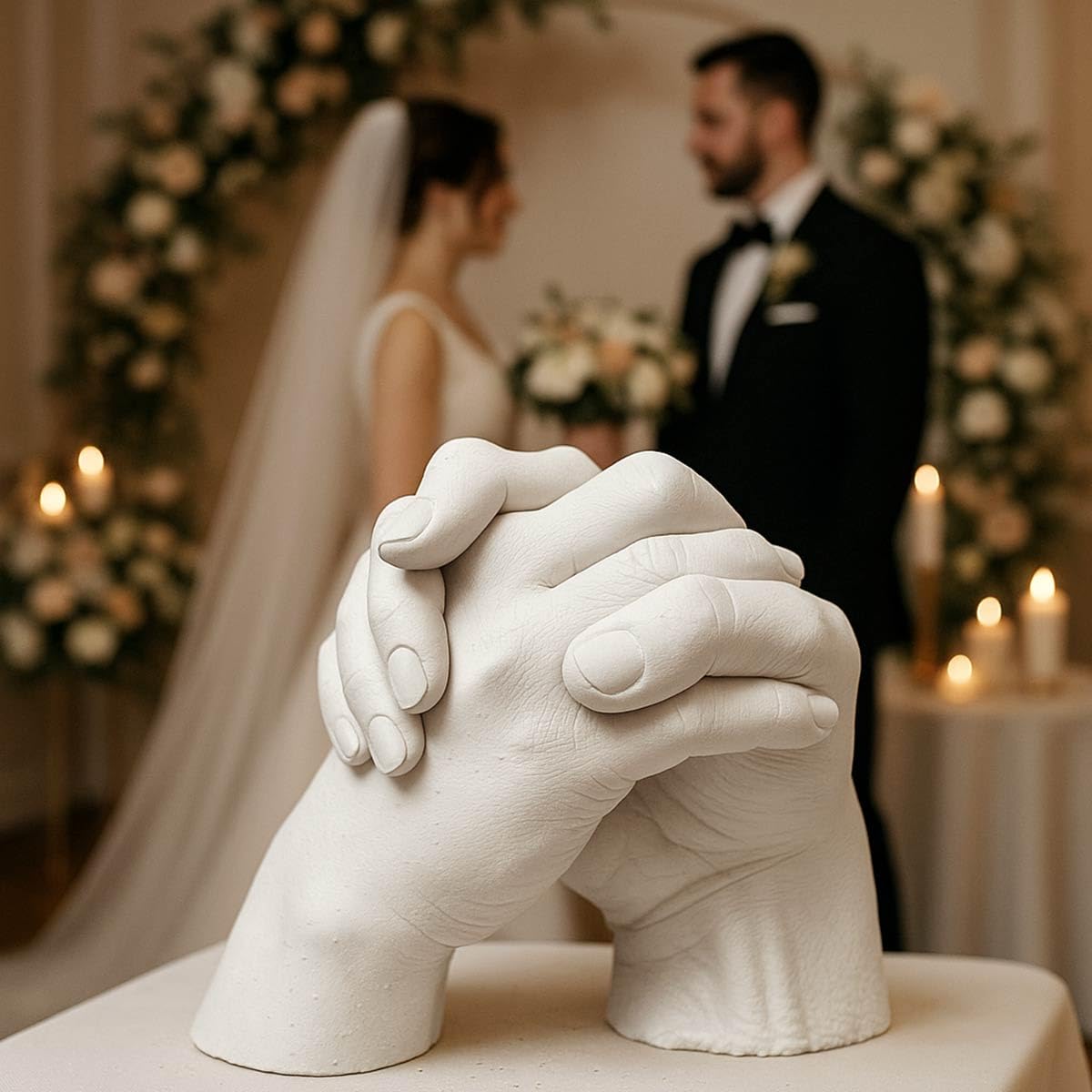 Reschimica Kit Calco Mani Coppia e Famiglia Made in Italy LOVE CAST KIT | Con Alginato Atossico e Gesso Ceramico, Scultura 3D di Mani e Piedini Neonati, Idea Regalo Originale, Romantica e Fai da Te