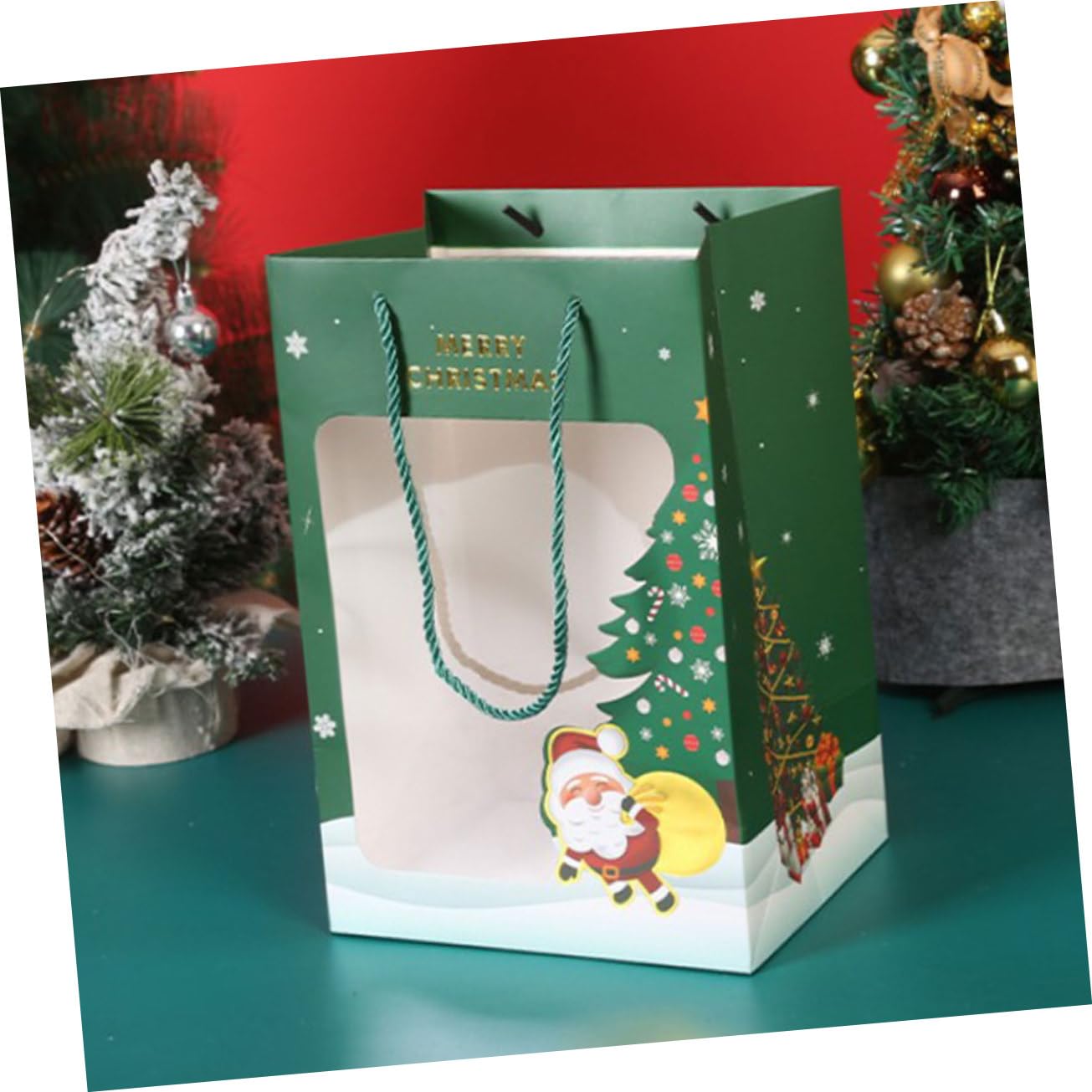 Beavorty 6 Pz Borsa natalizia il sacchetti borse rosse confezioni natalizie confezioni natale contenitori di caramelle natalizie sacchetto di natale di carta