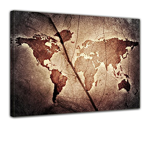 Impression d'art - Mappemonde - Image sur toile - 80x60 cm - Toile photos - IMurale de BildTerrepot24 - Urbain & Graphique - Terre - Continents - Géographie...