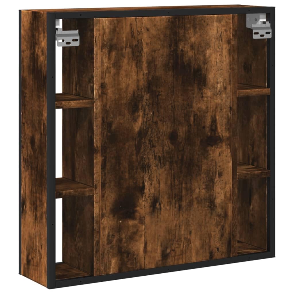 Générique Spiegelschrank für Badezimmer, Raucheiche, aus Holz, schlichtes Design mit Wandaufbewahrung für Toilettenartikel, klarer Spiegel, nicht verformt, für Make-up und Rasur