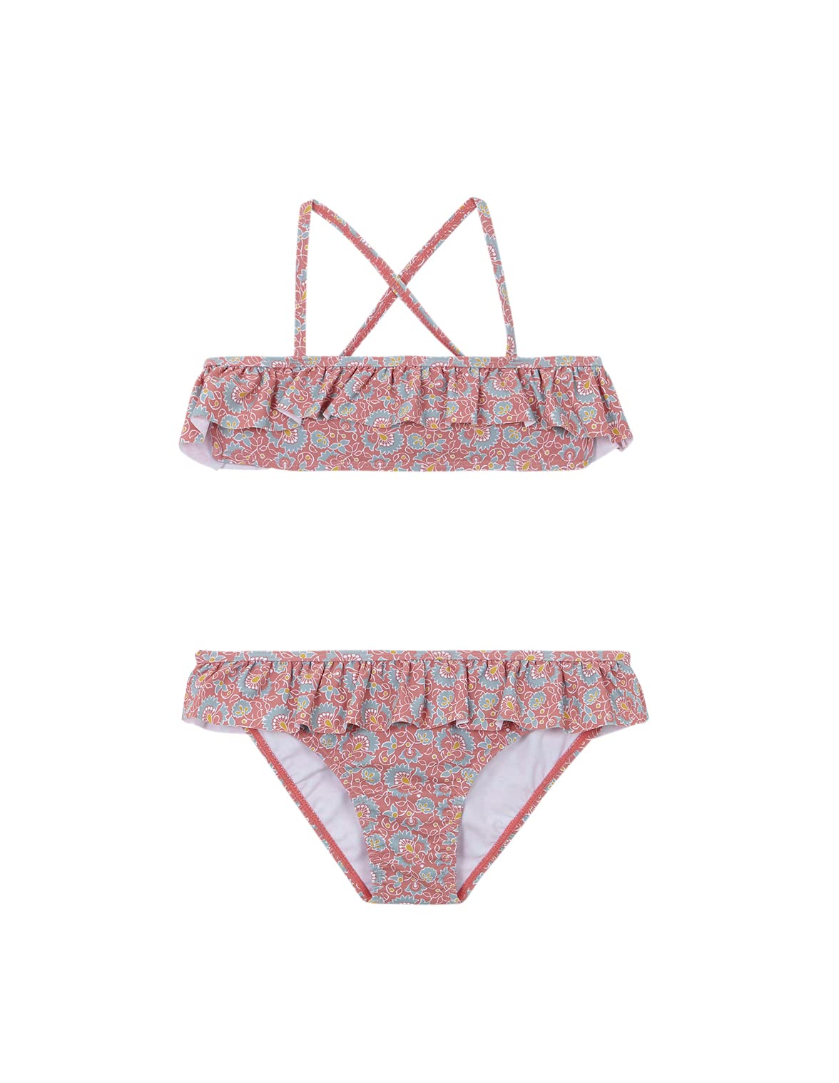 Gocco Bikini Estampado Indio Coral con Volante Bañador para Niñas