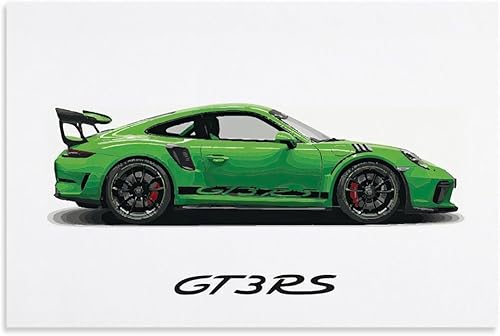 Póster de coche 911 GT3RS - Póster de pared de coche de carreras, pósteres vintage para hombres, impresiones artísticas de automóvil 911, lienzo