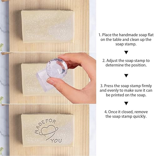 Miniatura 5 de PH PandaHall Sello de jabón hecho a mano, hecho para ti, molde de jabón, sello de jabón en relieve de corazón, capítulo de jabón natural con asa