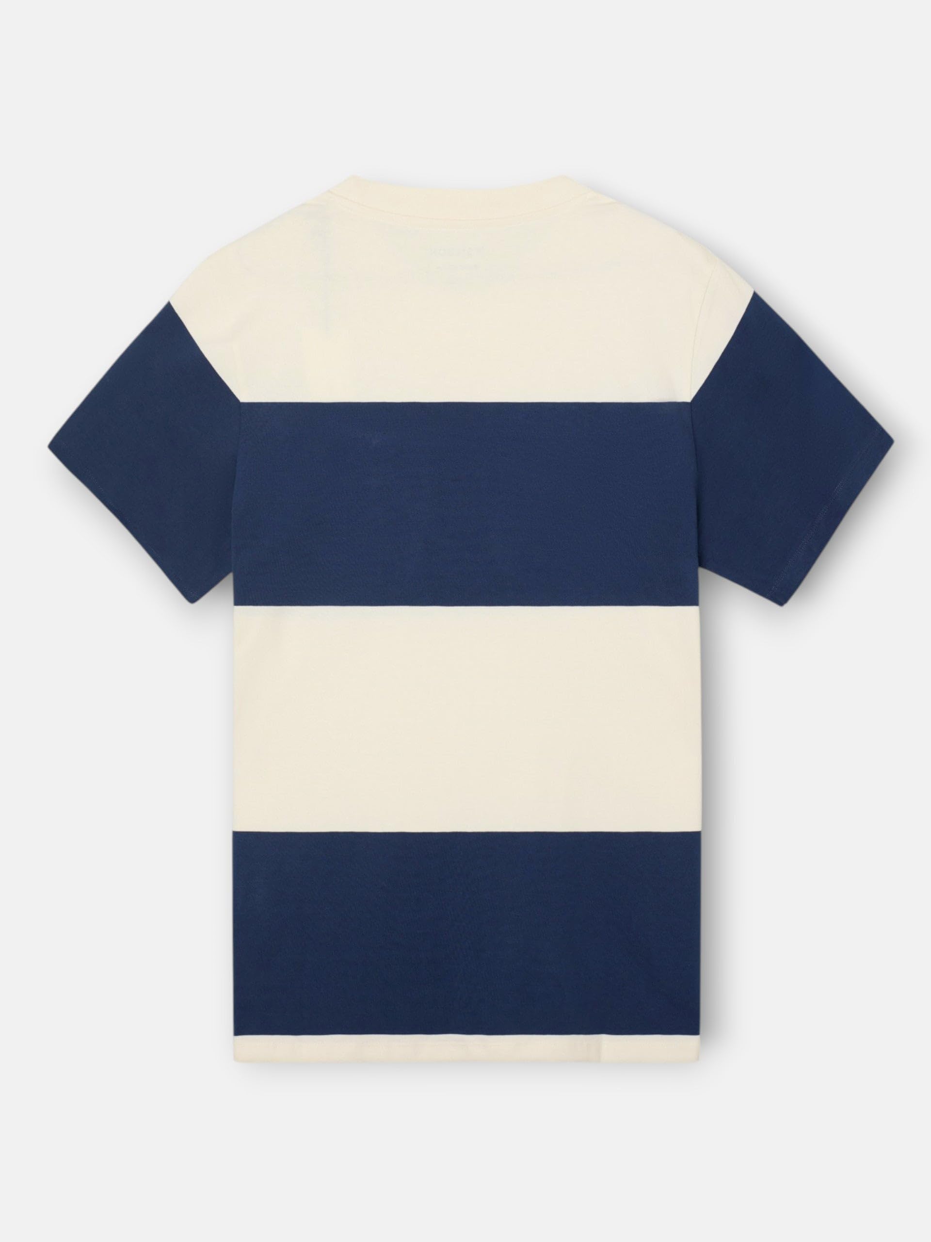 SILBON Camiseta Raya Ancha Azul Marino T-Shirt Uomo (Pacco da 1)