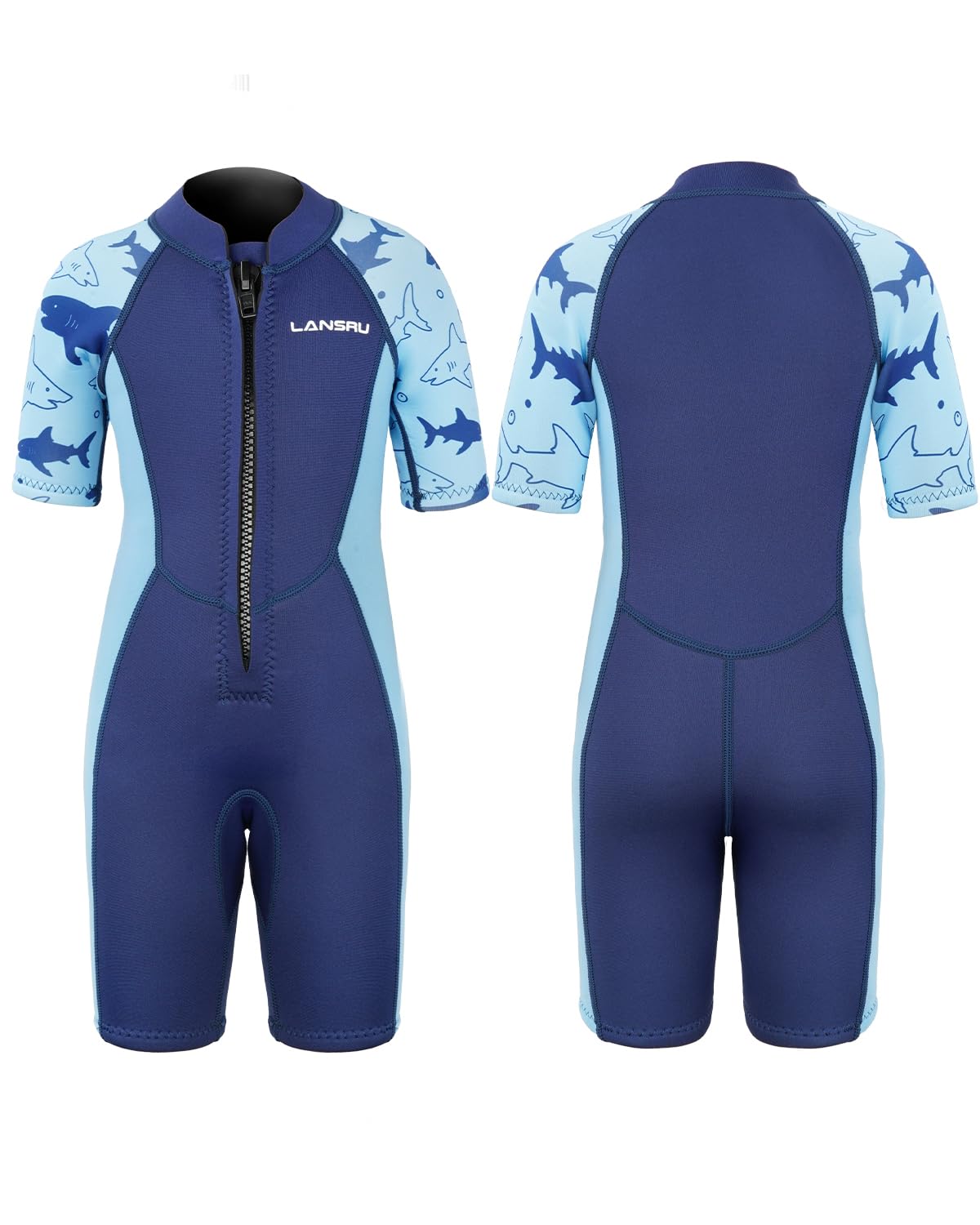 Muta corta in neoprene SCR per bambini, 2 mm, aggiornata, per ragazzi e ragazze, materiale più sicuro, protezione UV, cerniera frontale per lezioni di nuoto, mantiene caldo in acqua fredda