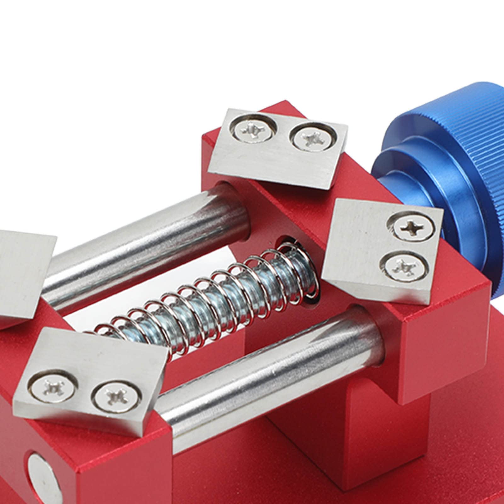 Herramienta para quitar bisel de reloj, herramienta de reparación de relojes de acero inoxidable con 4 cuchillas endurecidas y resorte de compresión fuerte, abridor de bisel a (Roja)