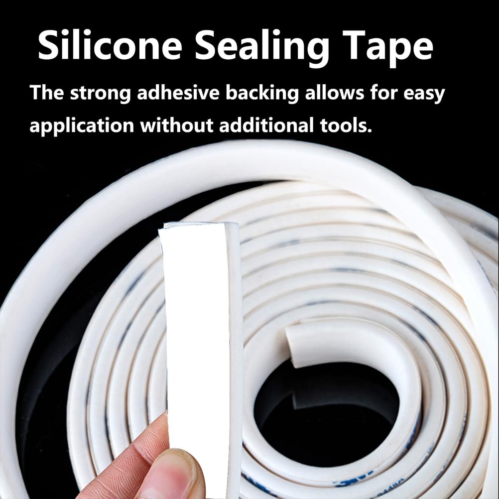 Cinta de Sellado de Silicona 1m Autoadhesiva para Puertas y Ventanas Bloquea Corrientes de Aire Polvo y Ruido Exterior Instalación DIY Fácil,30mm*50mm