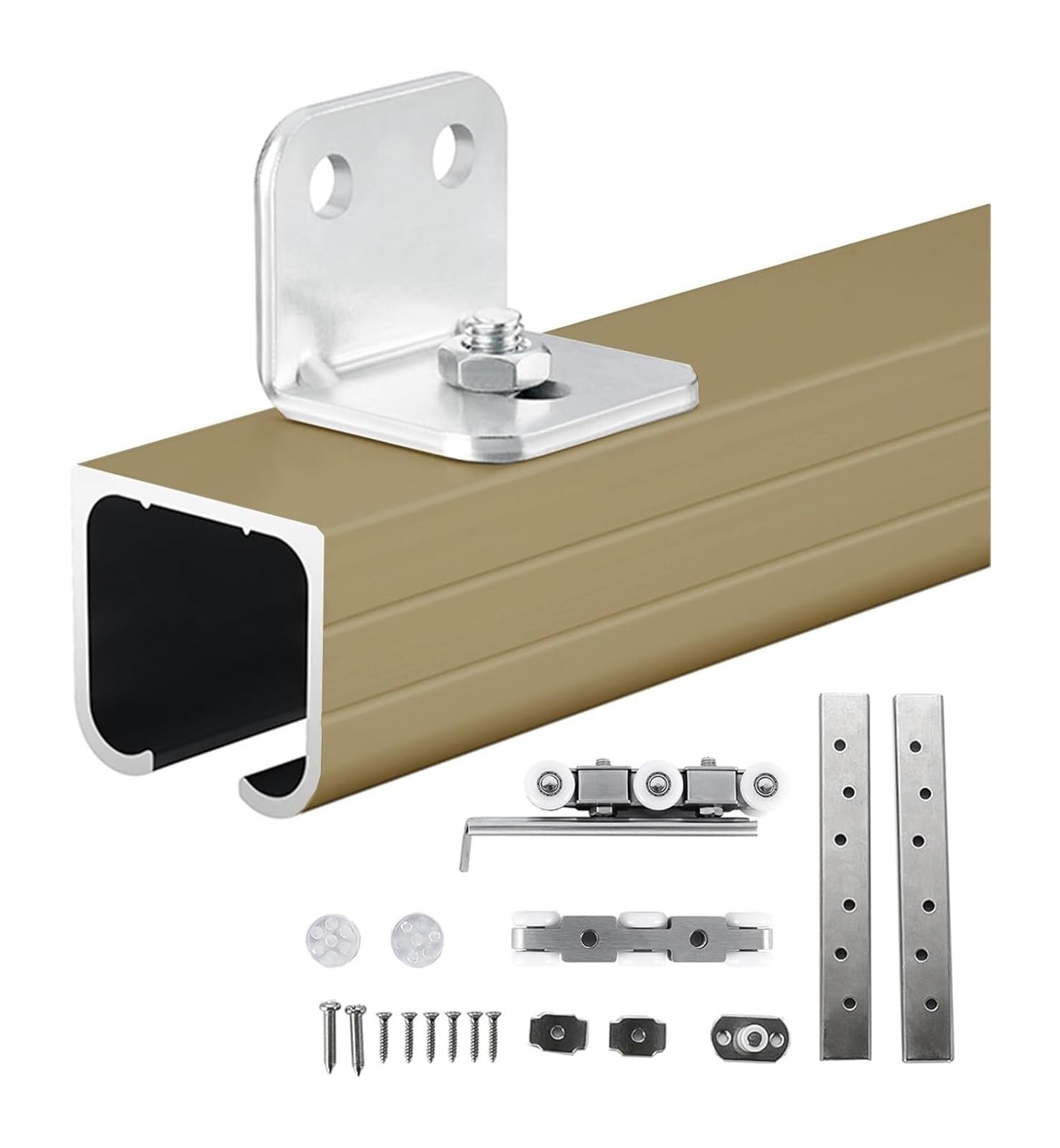 Sliding Door Track, Wall Mount Sliding Door Hardware Kit Pocket Track(Champagne,30ft (9.1m))