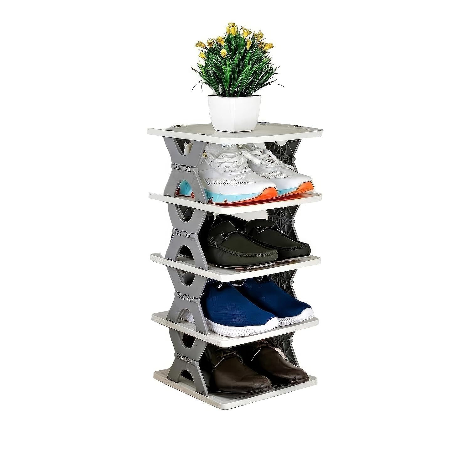 stelite premium shoe rack, stackable storage organizer for bedroom entryway, adjustable rack, slots shelf,tower rack shoes home portable slippers shelf organiser (4 layer)