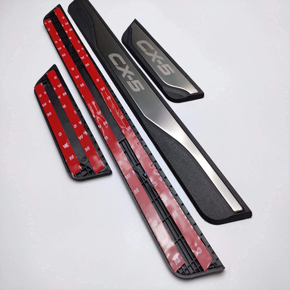 4 Stuks Instaplijsten Protector Voor Mazda CX 5 2012-2021 2022 2023 2024 2025, Auto Dorpellijsten Bescherming, Anti-Kras Dorpelbescherming, Instaplijsten Afdekking Drempel Cover,A