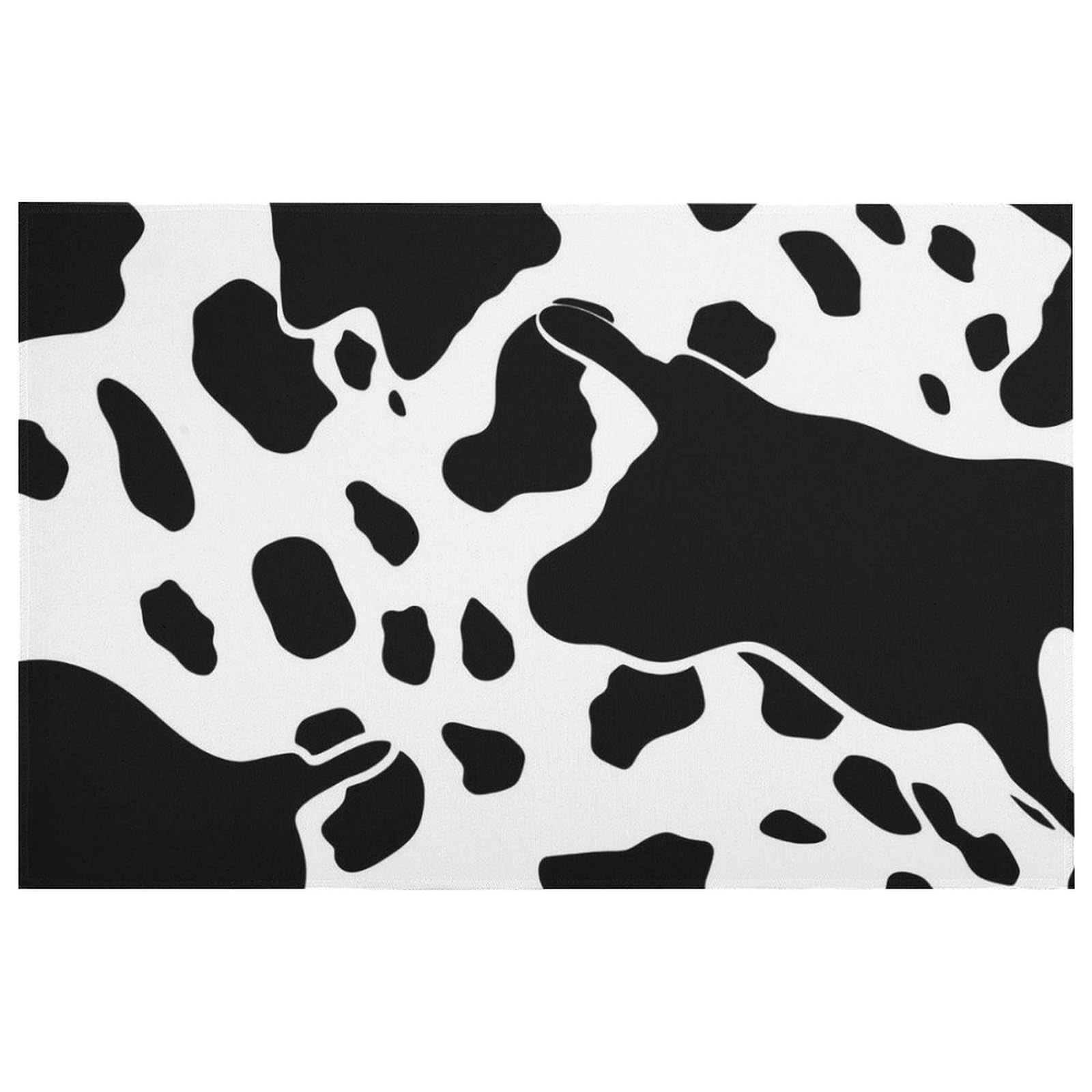 Tapis de sol vache noir et blanc 60x40 cm antidérapant pour cuisine