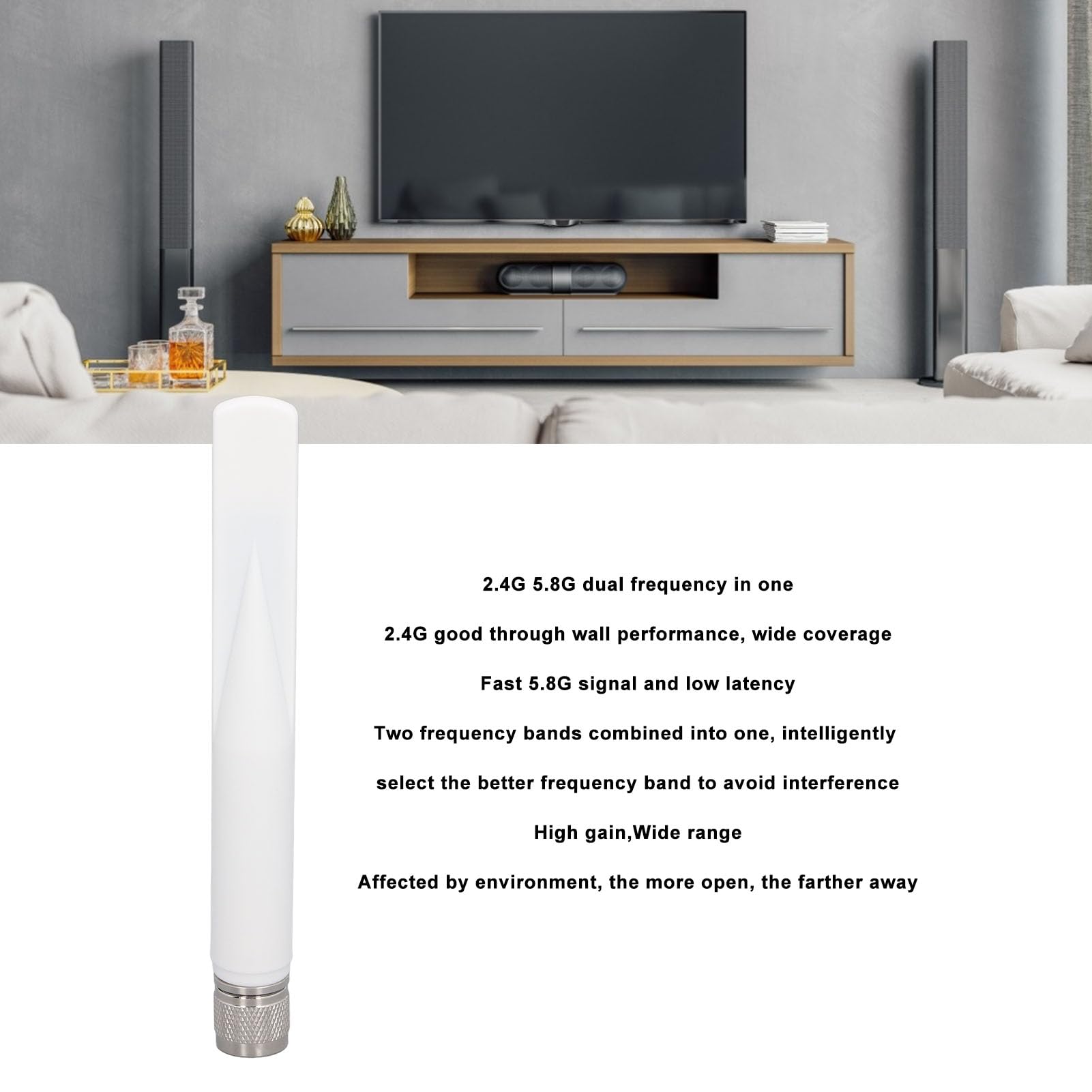 Antenna Omnidirezionale Esterna A Doppia Banda 9dBi – 2.4G/5.8G Con Connettore Maschio N, Per Router E Monitoraggio WiFi