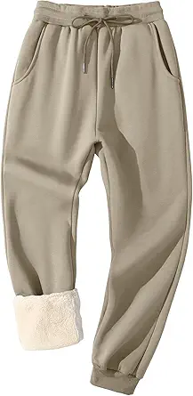 Flygo Men's Fleece Lined Sherpa Sweatpants Winter Warm Pants Jogger Lounge Athletic Pant with Pockets