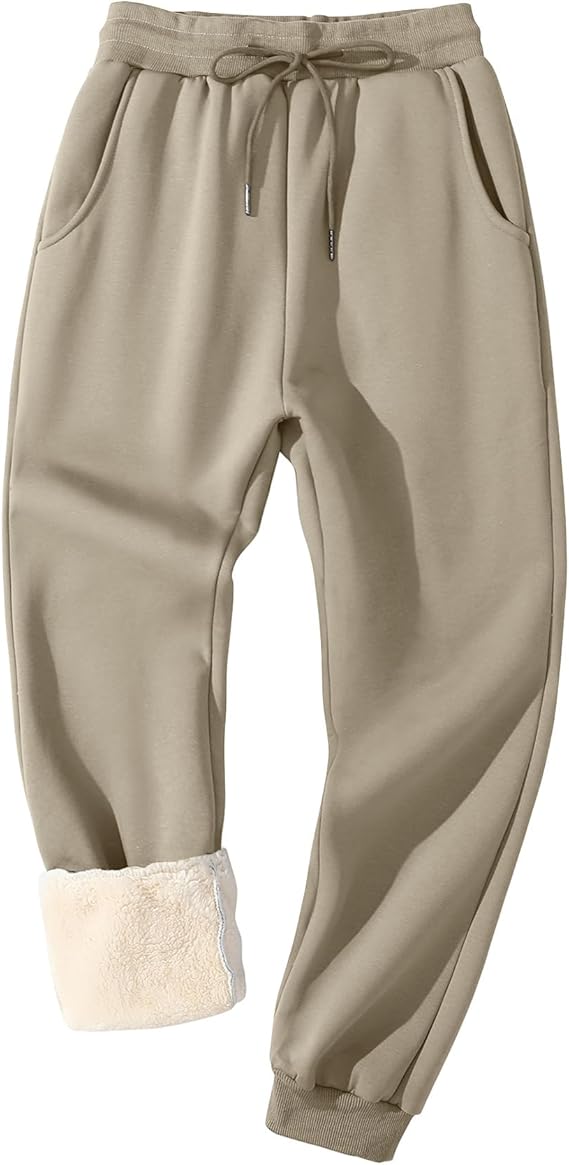 Flygo Men's Fleece Lined Sherpa Sweatpants Winter Warm Pants Jogger Lounge Athletic Pant with Pockets