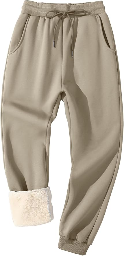 Flygo Men's Fleece Lined Sherpa Sweatpants Winter Warm Pants Jogger Lounge Athletic Pant with Pockets