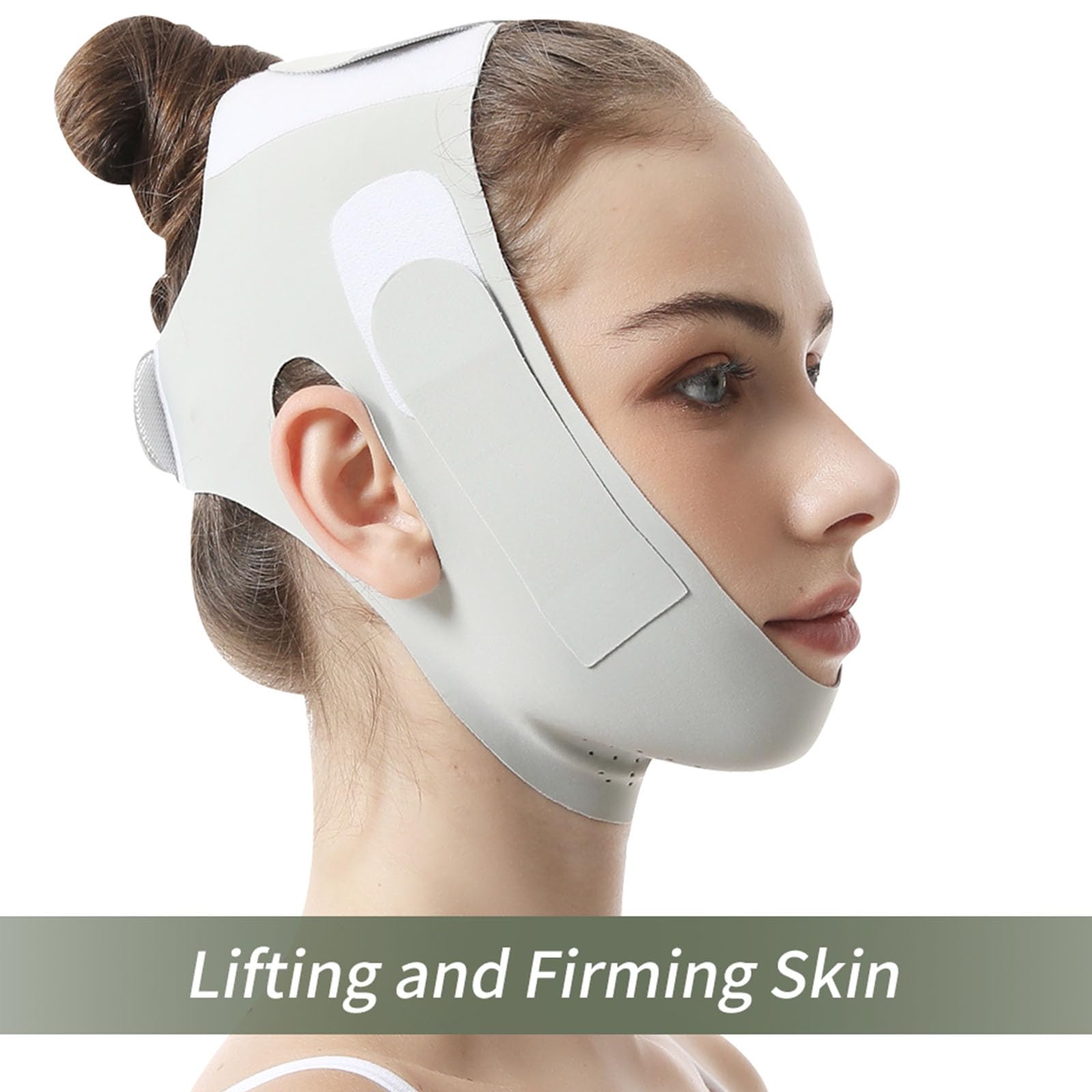 Réutilisable Masque Minceur En Forme De V, Gaine Visage Anti Double Menton, Masque Visage Liftant, Masque Double Menton Amincissant (vert)