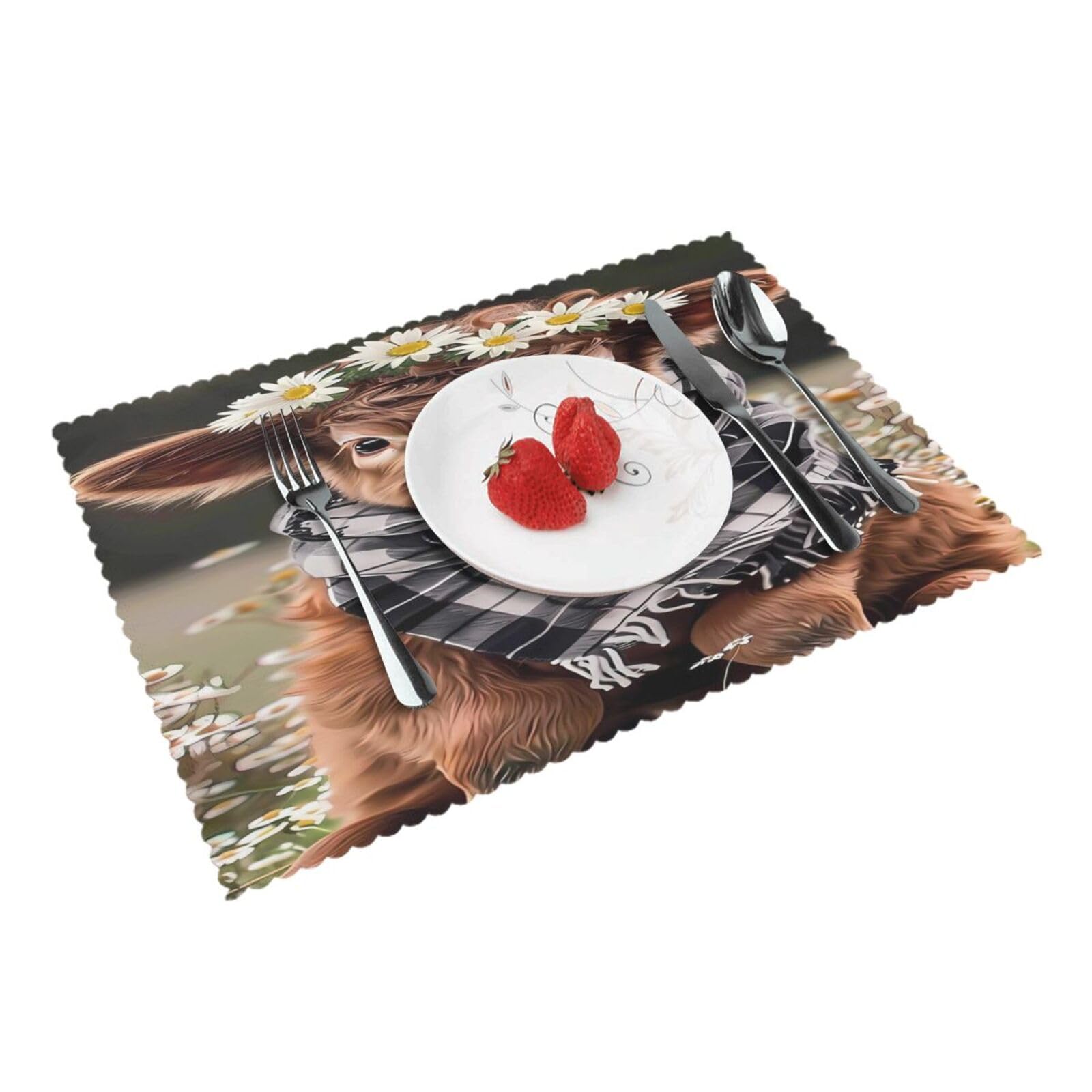 Cute Cow Placemats Set of 4 Print Table Mats Place Mats Table Decor for Kitchen Dining 12X18 in