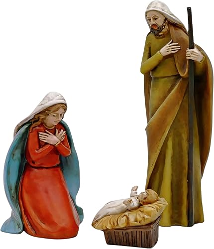 Comfy Hour Belén de 3 piezas de la Santa Familia con Jesús bebé, juego de figuras de Navidad, decoración estable de poliresina, decoración religiosa