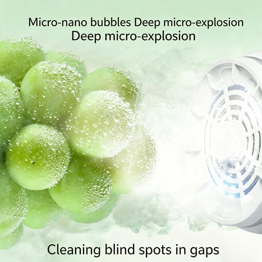 Fruit and Vegetable Cleaner Device,Portable USB Wireless Veggie Wash with Purification Technology,Periproduce Vegetable Cleaner,Portable Wireless Veggie Wash for Washing Fruits,Vegetables,Meat(White)