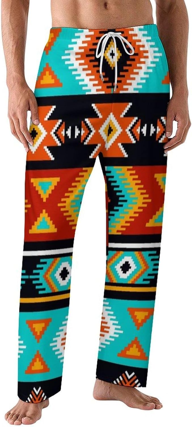 Red Leopard Print Mens Pajama Pants Bottoms Sleep Lounge Sleepwear Trousers with Pockets