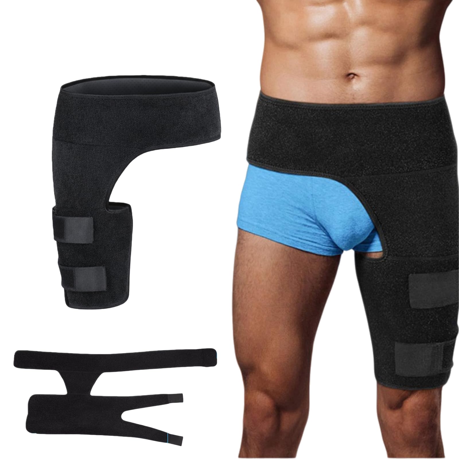 woluna TheraHip - mehr Stabilität, weniger Schmerz，Verstellbare Oberschenkelbandage für Hüftstütze, Kompressionsbandage für Männer und Frauen, ideale Hüftorthese zur Schmerzlinderung