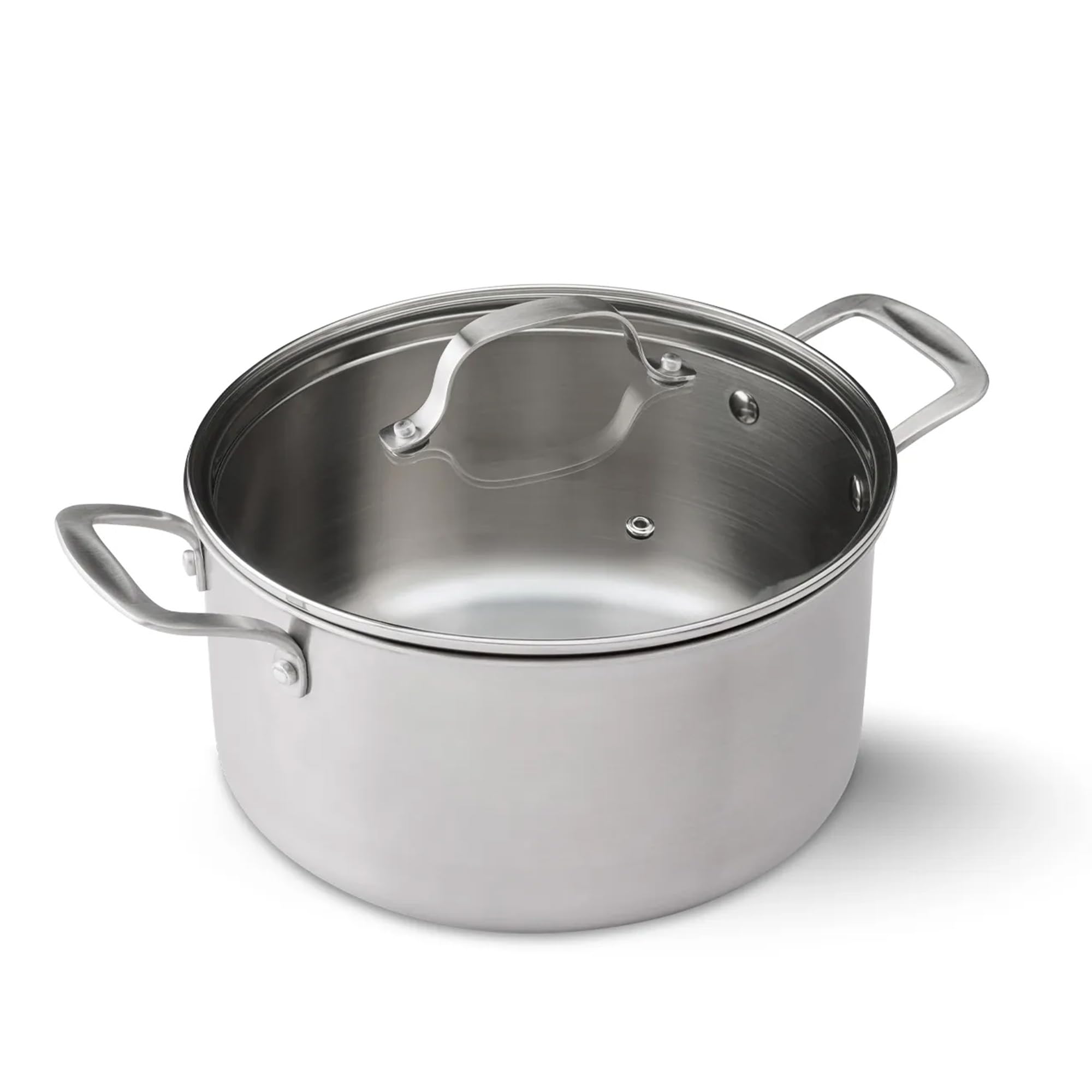 CASTEY - Olla con tapa de Malmö, 24 cm, Acero Inoxidable, Color Plateado, Tecnología Trimetal Induction, Distribuye de Forma Homogénea el Calor, Resistente y Duradera