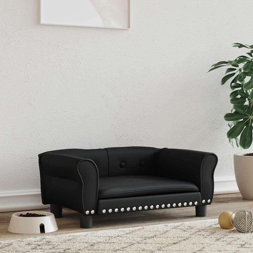 Cuccia per cani in ecopelle nera, 70 x 45 x 30 cm, con morbida imbottitura in schiuma, antiscivolo, impermeabile, ideale come cuccia per animali domestici per cani e gatti di piccola taglia