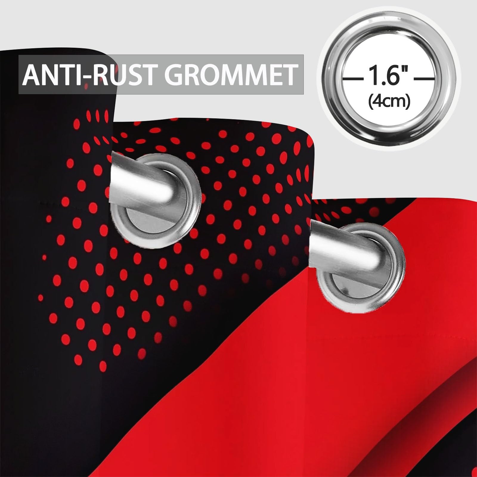 Rideaux Isolants 110L X 215H cm (2 Panneaux), Motifs Géométrie Abstraite Moderne, Tenture Opaque Gris Clair pour Grande Chambre Rouge Noir