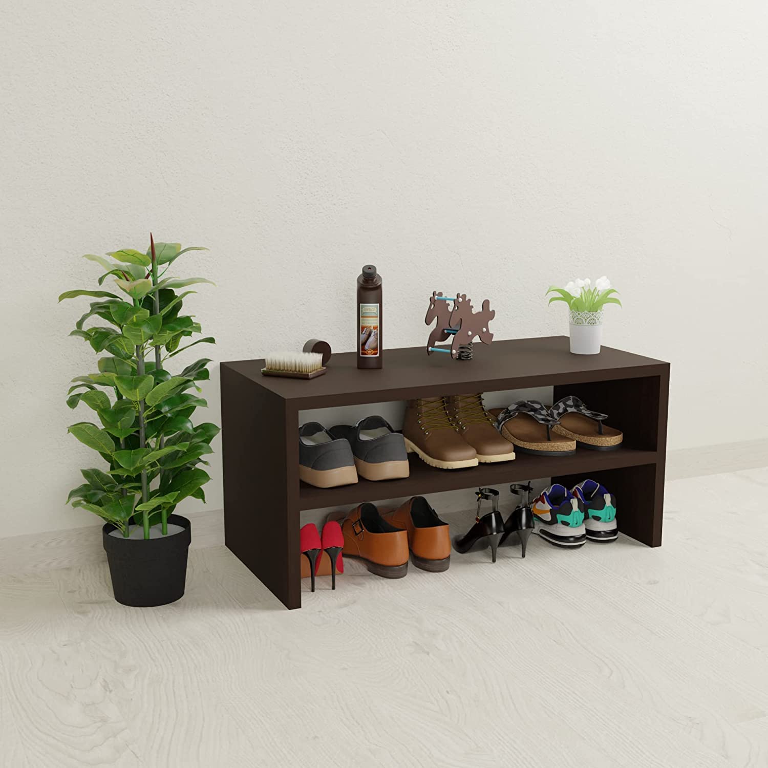 SBF Furniture Engineered Wooden Open Shoe Rack, 2 Tier Shoes Organizer Shelf for Living Room, Bedroom, Home, Office, Cabinet (Brown) DIY(Do-It-Yourself)