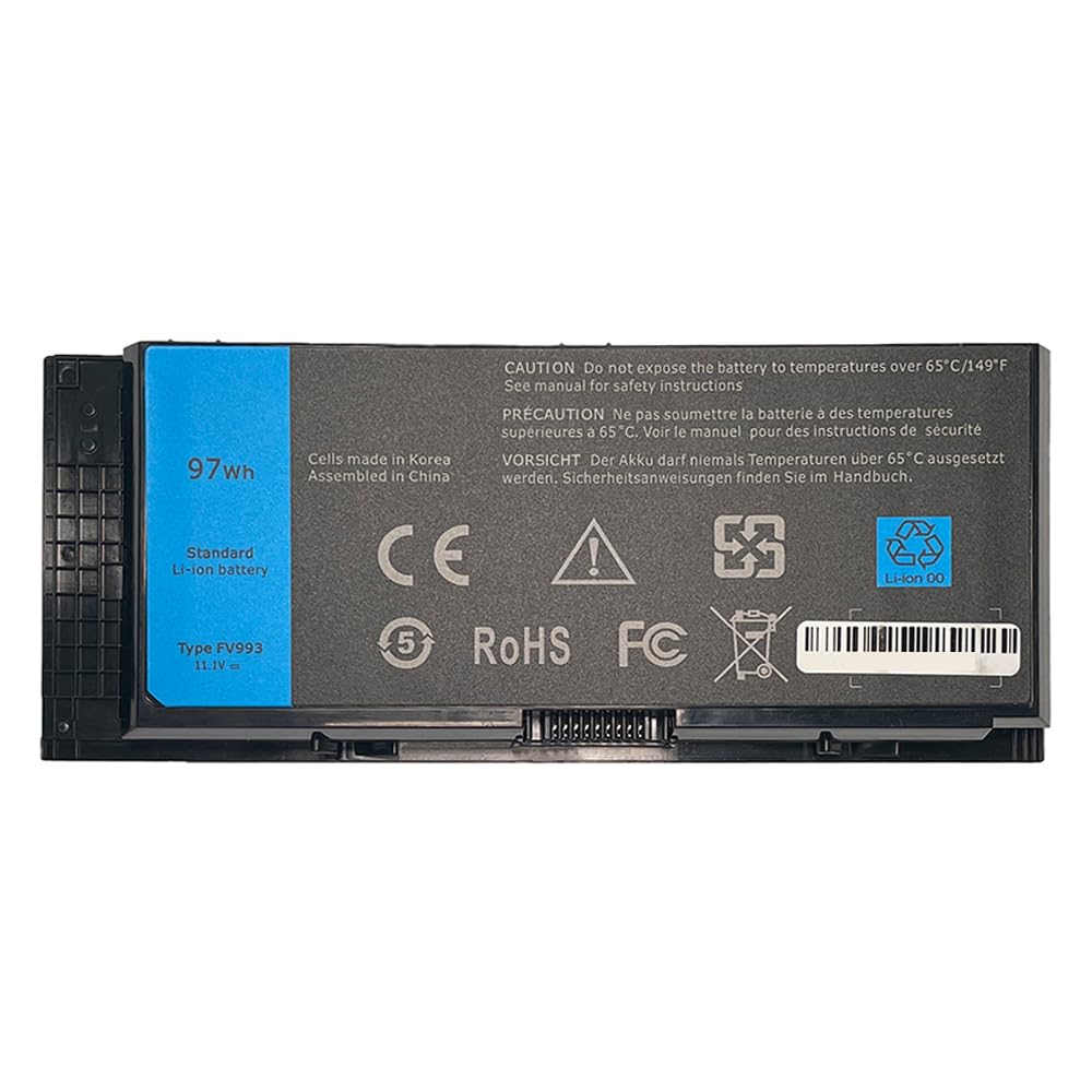 FV993 KJ321 FJJ4W Batterie d'ordinateur Portable pour Dell Precision M6600 M6700 M6800 M4600 M4700 M4800 Série (11.1V/97Wh)