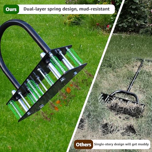 Aerador de césped manual RIFPOD con 15 picos y altura ajustable miniatura 2