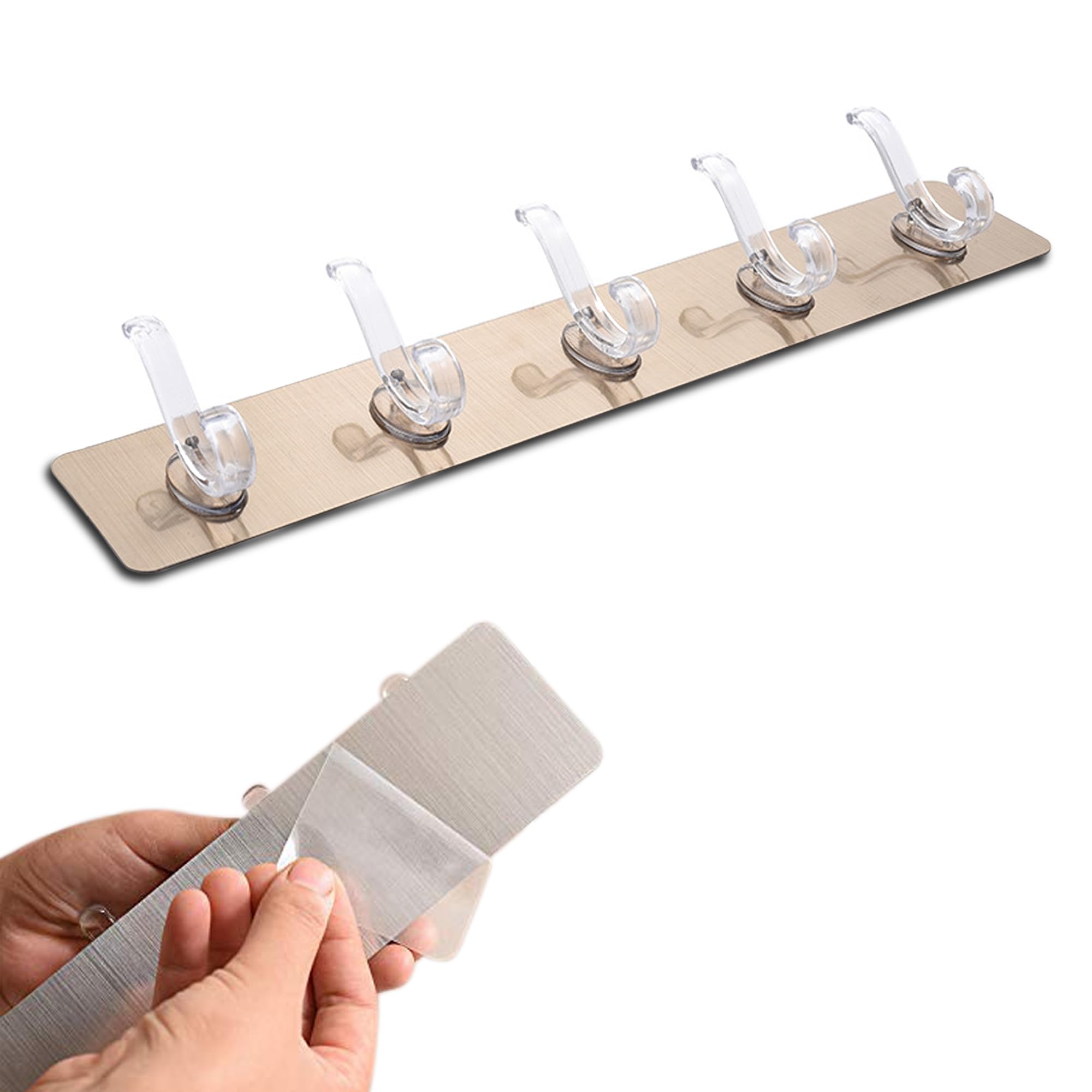 Homeaura Plastic Self Adhesive No Drills Wall/Rail/Kitchen/Bathroom Strong Sticky Towel Hanger Hook (5 Hooks, 35 x 6cm | Multicolored), Pack of 1 (B0D37X1B8F) Amazon Price History, Amazon Price Tracker