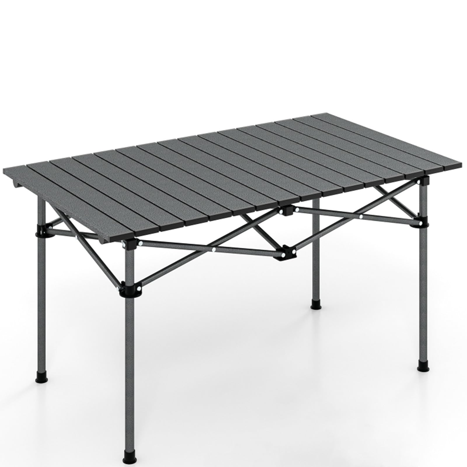 GYMAX Mesa Plegable de Camping 95 x 55 x 50 cm, Mesa de Jardín, Mesa de Balcón, Plegable, Incluye Bolsa de Transporte, Mesa Plegable de Aluminio, Fácil de Acampar para 4-6 Personas