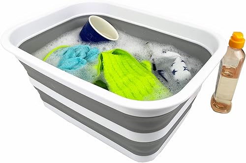 Miniatura 21 de SAMMART Tina plegable de 12 litros (3.17 galones), bandeja portátil de picnic al aire libre, lavabo de lavado portátil, bañera de plástico que
