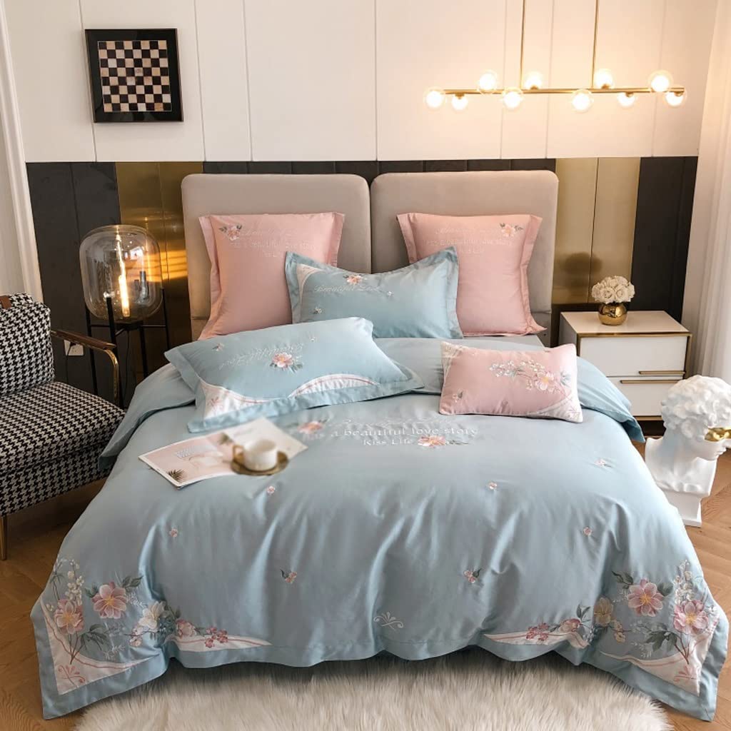 Sbcgfy A 4Pcs 600Tc Cotton King Size Bedding Set Bed Sheet Pillow Cover Quilt Cover Bed Linings,-Queen Size 4Pcs