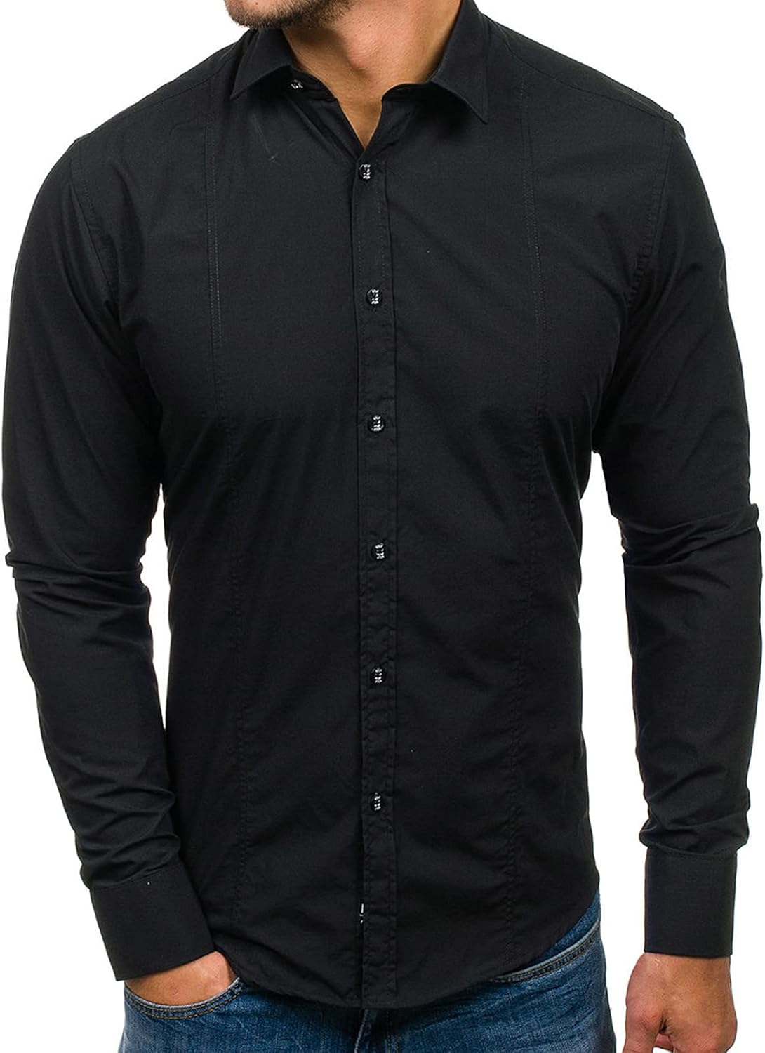 Camicia a righe da uomo, a maniche lunghe, colorata - adatta per tutti i giorni