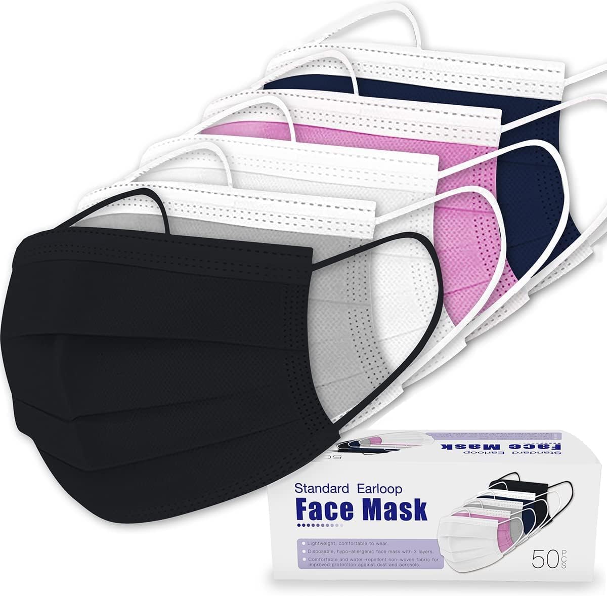 Blue Pleated Anti-Fog Dual Fit Tie-on Face Mask - Diffuser 50/Box