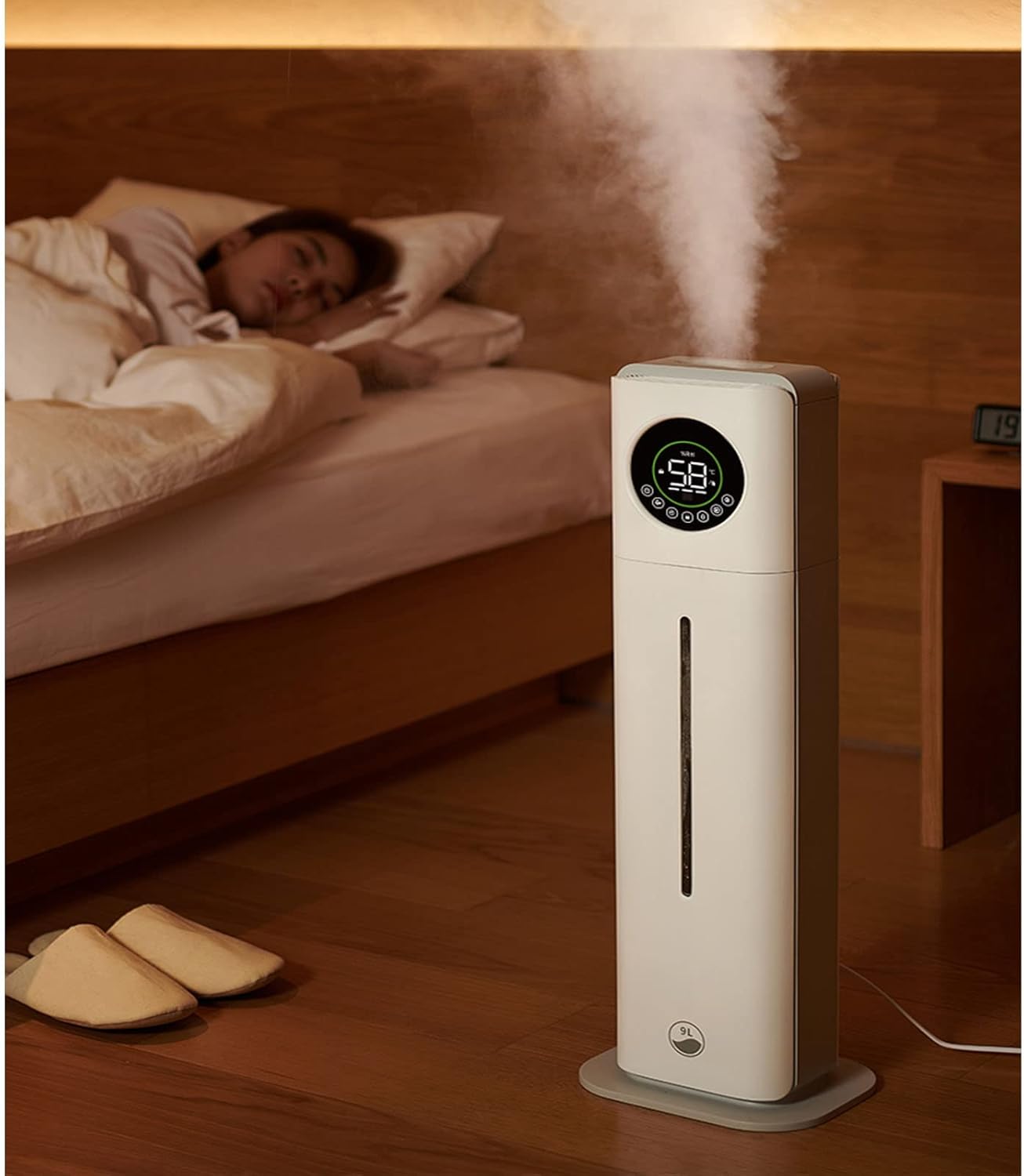 Mist Humidifier for Bedroom 9L with Whisper-Quiet Operation Output Adjustable Automatic Shut-Off Filterless Humidifier for Home Office and Baby Bedroom