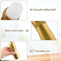 Vista 3 de 6 botellas de desodorante de plástico dorado de 1.7 fl oz/1.7 onzas, contenedor de cosméticos enrollables recargables para desodorante, perfume