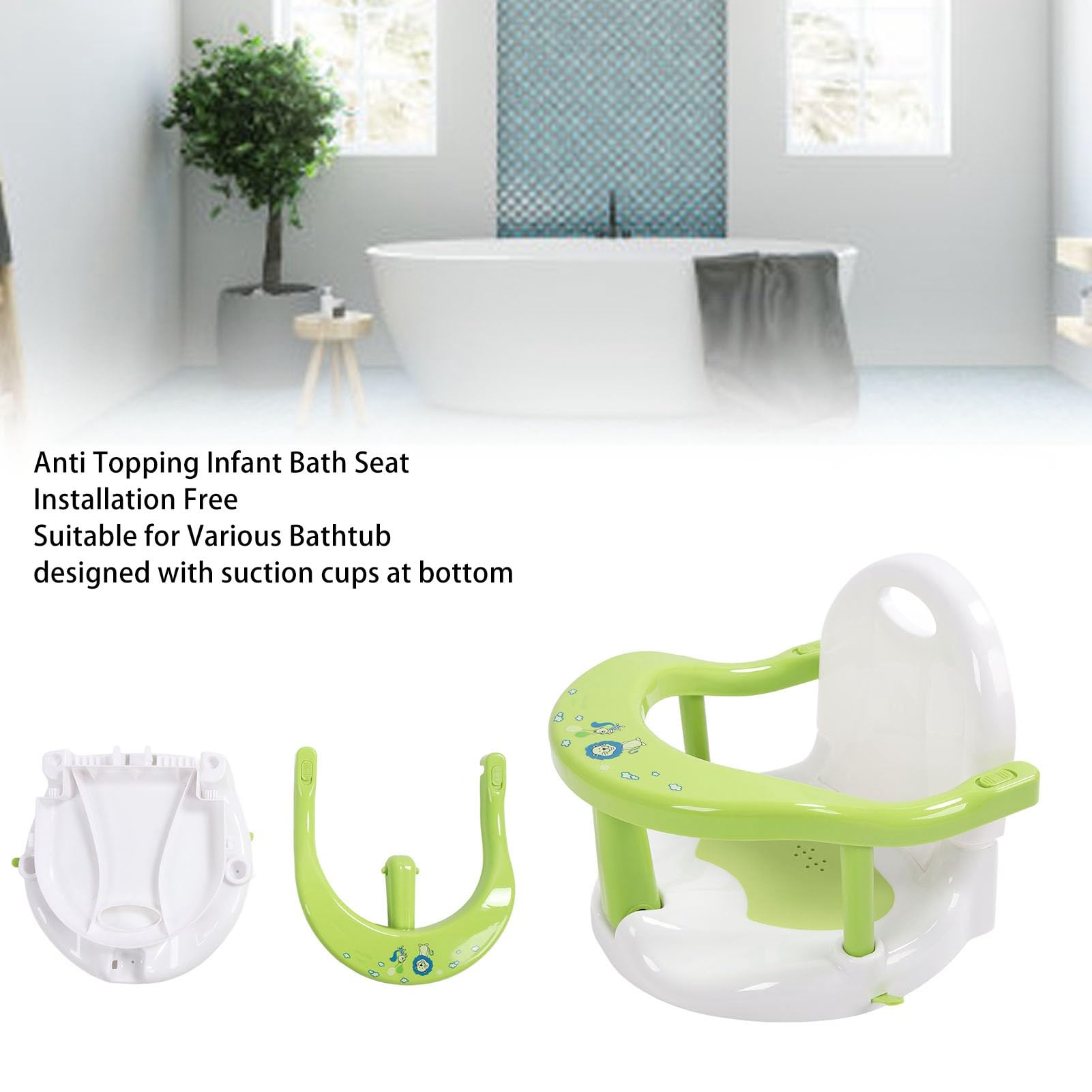Seggiolino da Bagno, pieghevole antiscivolo con altezza regolabile, Seggiolino Pieghevole 4 ventose for neonati 6-36 mesi bagnetto famiglia